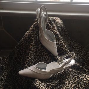 Nine West silk white sling back